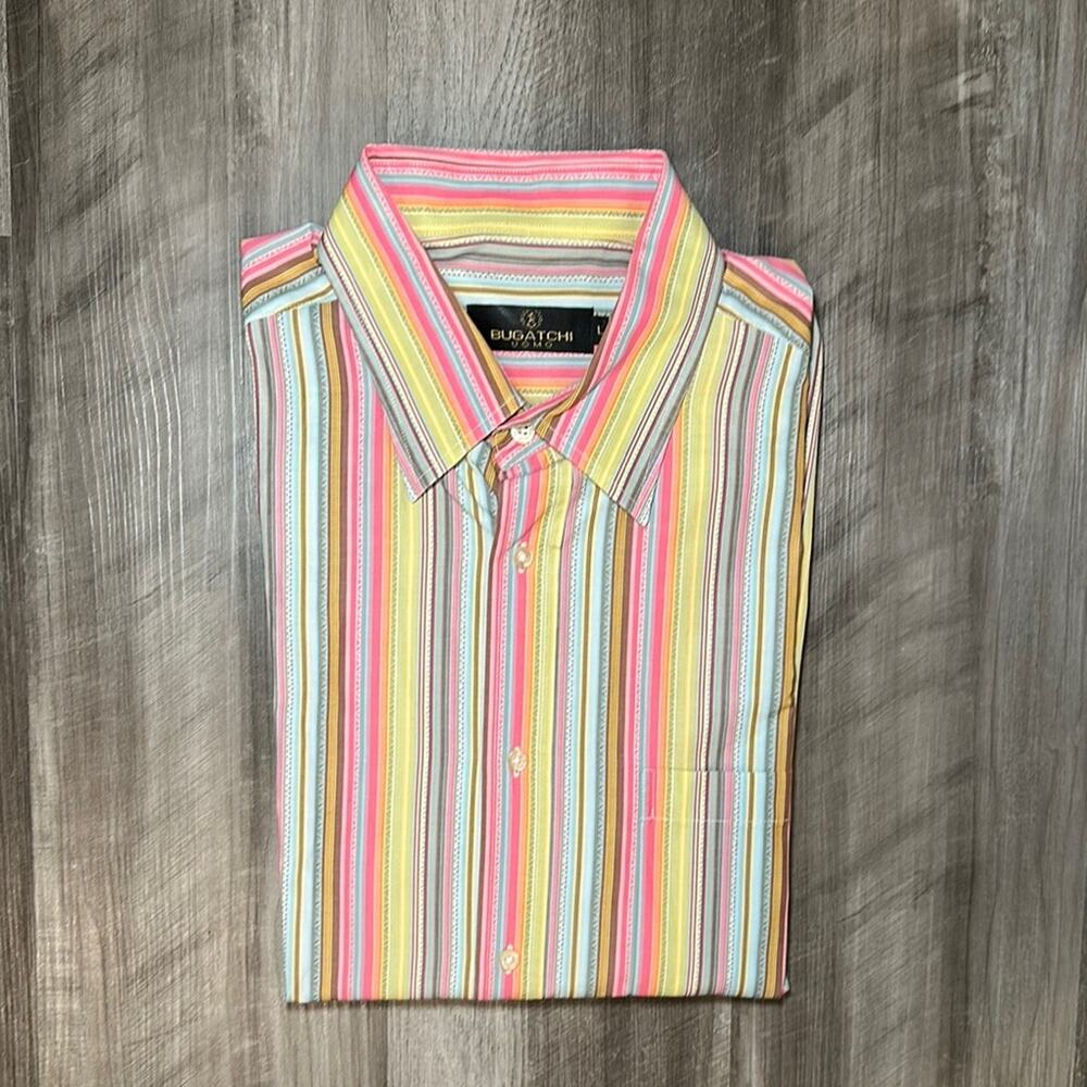 Bugatchi Uomo Striped Long Sleeve Button Down - Large